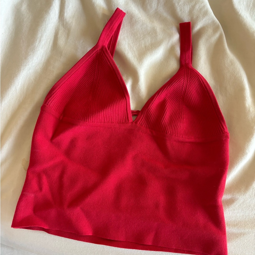 Red Free People knit tank top